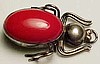 UNS33 Mexico sterling/red glass bug pin